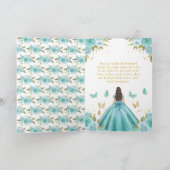 Carte Douze Ans Turquoise Princesse Fille Brune (Intérieur)