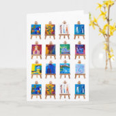 Carte Douze mini tableaux sur chevalets (Fleur jaune)