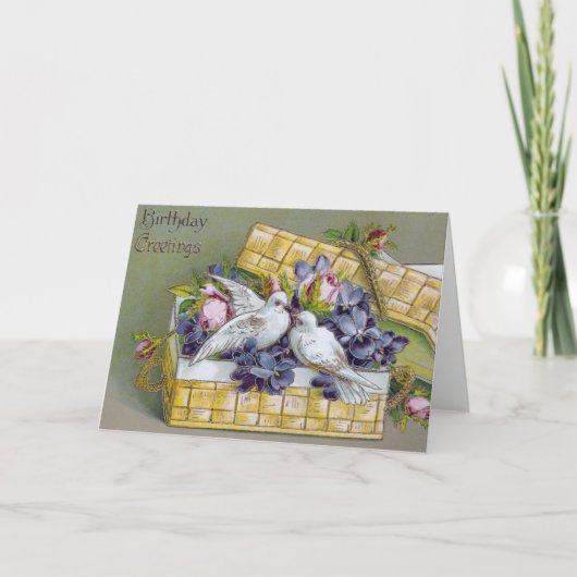 Carte Dove et panier d'anniversaire Vintage (Devant)