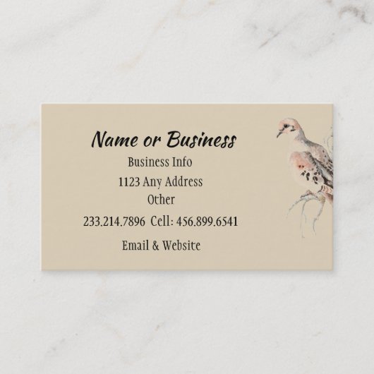 Carte Dove/Turtle Dove en deuil pour Customiser (Devant)