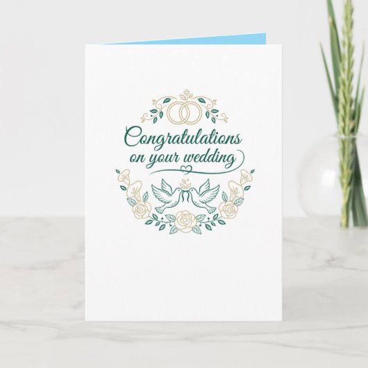 Carte Doves and Roses, Wedding Congratulations BlankCard (Devant)