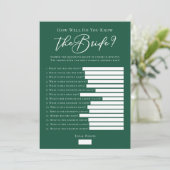 Carte Downloadable Green Bride Facts Shower Game (Debout devant)