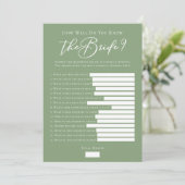 Carte Downloadable Sage Green Bride Facts Shower Game (Debout devant)