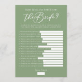 Carte Downloadable Sage Green Bride Facts Shower Game (Devant)