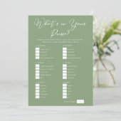 Carte Downloadable Sage Green Purse Bridal Shower Game (Debout devant)