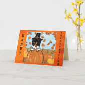 Carte Doxie de Thanksgiving (Fleur jaune)