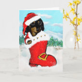 Carte Doxie Santa (Fleur jaune)
