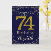 Carte d'Parties scintillant d'or 74e anniversaire (Fleur jaune)