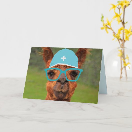 Carte Dr. Llama Drôle Se Bien (Fleur jaune)