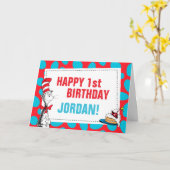 Carte Dr Seuss | Chat à l'anniversaire du Casquette (Fleur jaune)