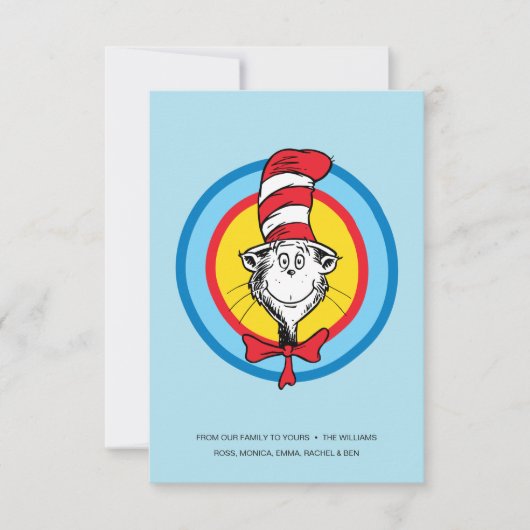 Carte Dr. Seuss | Graphisme de tête de Chat dans le Chap (Devant)