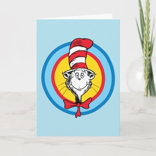 Carte Dr. Seuss | Graphisme de tête de Chat dans le Chap (Devant)