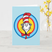 Carte Dr. Seuss | Graphisme de tête de Chat dans le Chap (Fleur jaune)