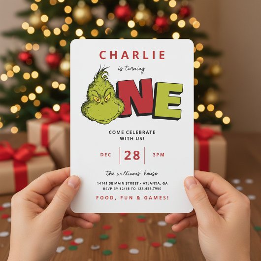 Carte Dr Seuss | Grinch 1er anniversaire