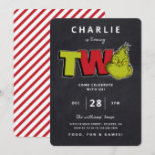 Carte Dr Seuss | Grinch 2nd Birthday - Chalkboard (Devant / Derrière)