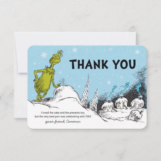 Carte Dr Seuss | Grinch hiver Merci d'anniversaire (Devant)