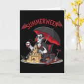 Carte Dracula de plage de Summerween gothique de château (Fleur jaune)