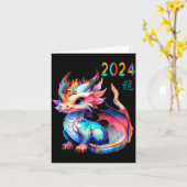 Carte Dragon 2024 Année du Dragon Bonne année lunaire (Fleur jaune)