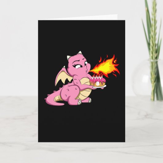 Carte DRAGON ANNIVERSAIRE 8 8e anniversaire fille mignon (Devant)
