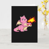 Carte DRAGON ANNIVERSAIRE 8 8e anniversaire fille mignon (Fleur jaune)