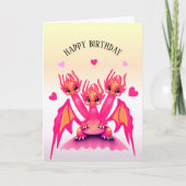 Carte Dragon Anniversaire Rose (Devant)