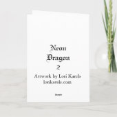 Carte DRAGON AU NÉON II par Lori Karels (Dos)