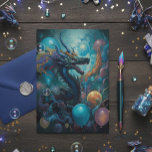 Carte Dragon avec ballons d'anniversaire<br><div class="desc">Cette conception a été créée par art numérique. Elle peut être personnalisée en cliquant sur le bouton personnaliser et en modifiant la couleur, en ajoutant un nom, des initiales ou vos mots préférés. Contactez-moi à l'adresse colorflowcreations@gmail.com si vous souhaitez que ce design soit disponible sur un autre produit. Voir d'autres...</div>