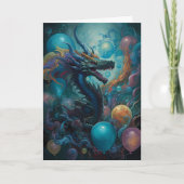 Carte Dragon avec ballons d'anniversaire (Devant)