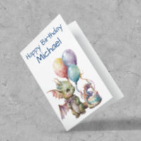 Dragon Bébé Anniversaire Aquarelle Personnalisée
