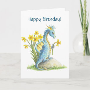 Carte Dragon Bleu Anniversaire