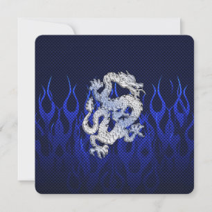 Carte Dragon Bleu dans Chrome Styles de fibre de carbone
