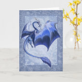 Carte Dragon Bleu d'hiver Imaginaire Nature Art (Fleur jaune)