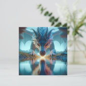 Carte Dragon Bleu Mystique Reflection dans l'eau (Debout devant)