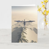 Carte Dragon bleu survolant les montagnes d'hiver (Fleur jaune)