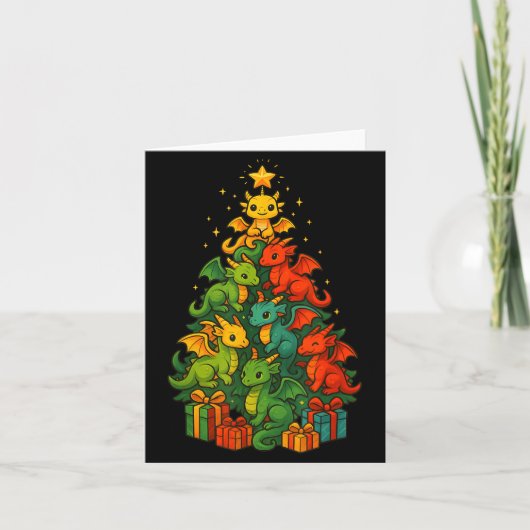 Carte Dragon Christmas Tree Funny Dragon Xmas (Devant)