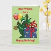 Carte Dragon customisé Joyeux Ballons d'anniversaire (Fleur jaune)