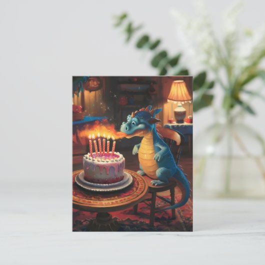 Carte Dragon d'anniversaire. (Debout devant)