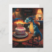 Carte Dragon d'anniversaire. (Devant / Derrière)