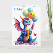 Carte Dragon d'anniversaire Ajouter le nom et l'âge du j (Devant)