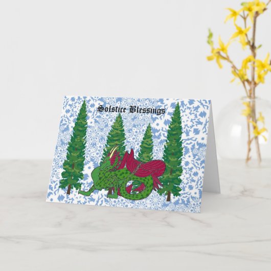 Carte Dragon de Bénédiction Solstice (Fleur jaune)