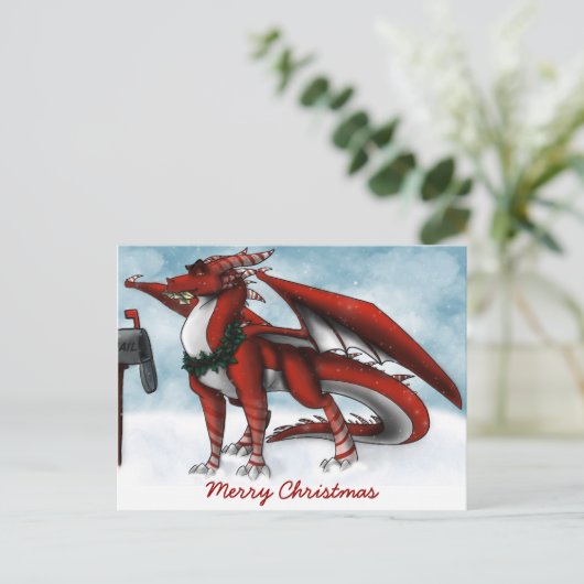 Carte Dragon de Noël (Debout devant)
