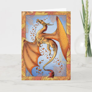 Carte Dragon d'Orange d'Automne Nature Imaginaire Art