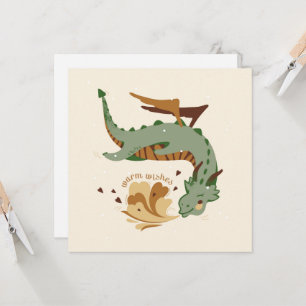 Carte Dragon en vert et beige