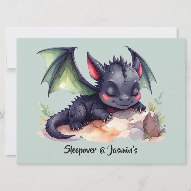 Carte Dragon endormi aux ailes vertes (Devant)