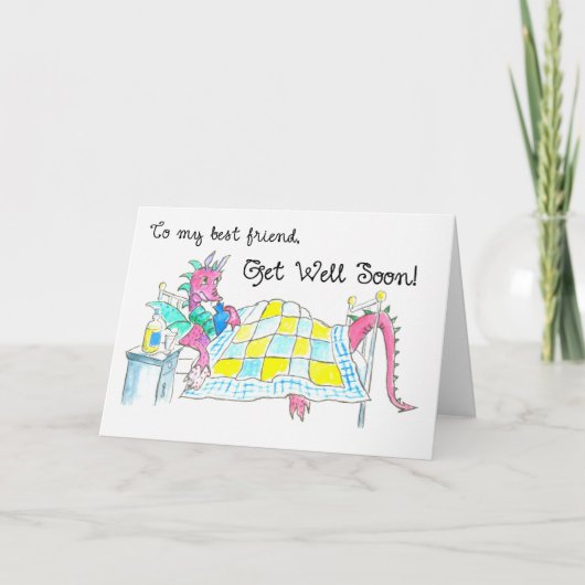 Carte Dragon Get Well Card pour meilleur ami (Devant)