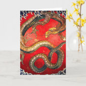 Carte Dragon japonais d'or Hokusai (Fleur jaune)