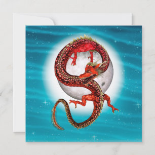 Carte Dragon Lune Rouge Fantastique Artistique