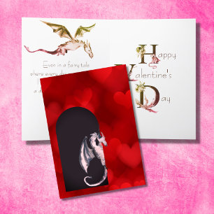 Carte Dragon mignon, Coeurs rouges Fille Saint Valentin