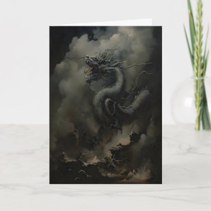 Carte Dragon Noir Dark Academia, Nouvel An Chinois