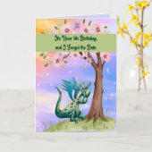 Carte Dragon Oublier la date de 5 ans Anniversaire (Fleur jaune)